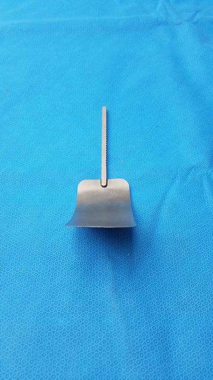 A sleek metallic malleable retractor blade stainless steel surgical instrument for reuse medical equipment use