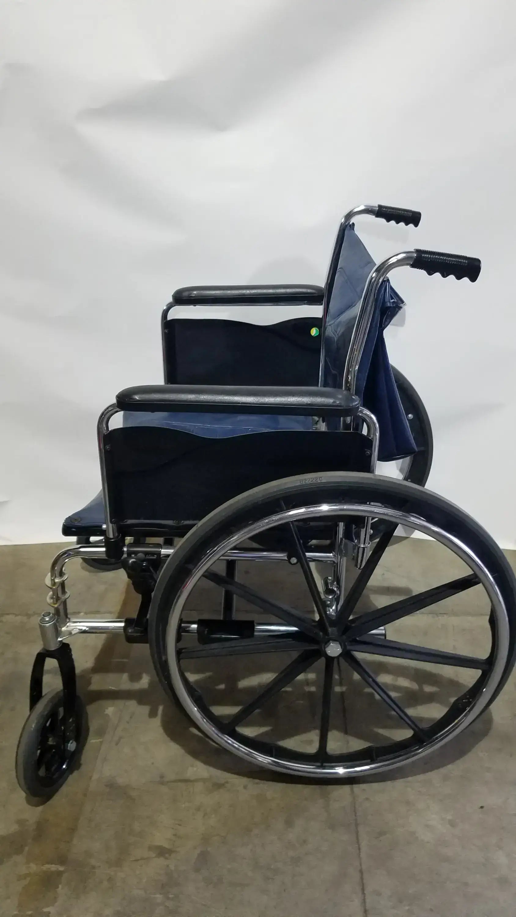 Manual Folding Wheelchair - Heavy Duty Blue Seat Mobility Aid