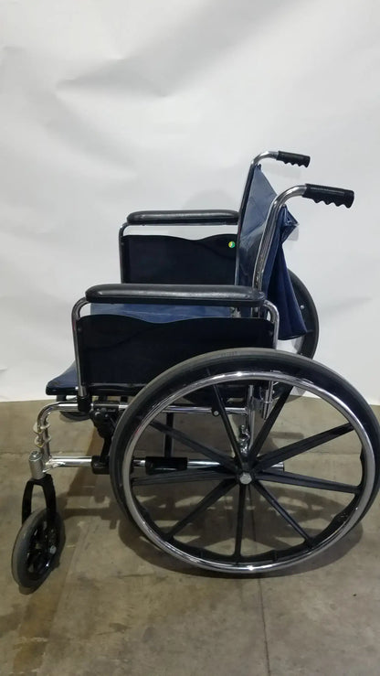 Manual Folding Wheelchair - Heavy Duty Blue Seat Mobility Aid