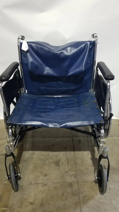 Manual Folding Wheelchair - Heavy Duty Blue Seat Mobility Aid