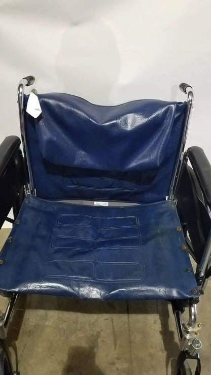 Manual Folding Wheelchair - Heavy Duty Blue Seat Mobility Aid