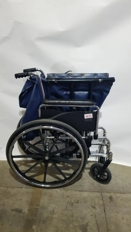 Manual Folding Wheelchair - Heavy Duty Blue Seat Mobility Aid