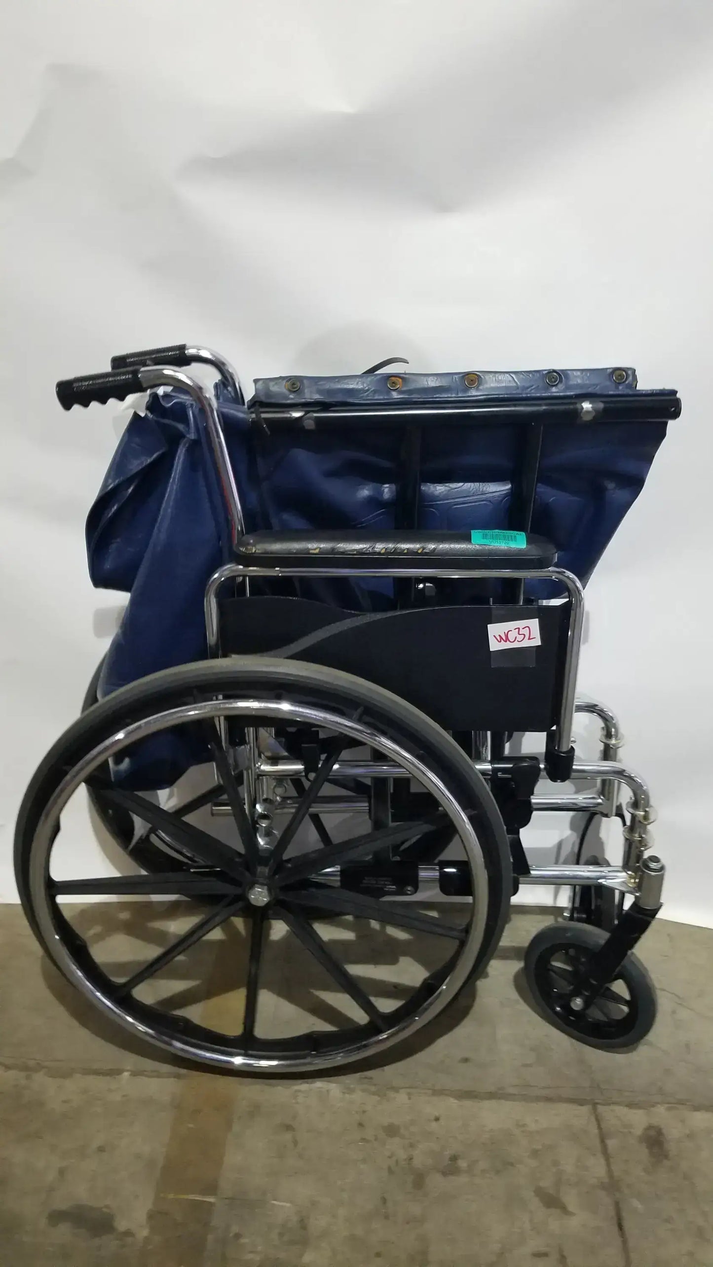 Manual Folding Wheelchair - Heavy Duty Blue Seat Mobility Aid
