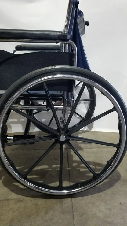 Manual Folding Wheelchair - Heavy Duty Blue Seat Mobility Aid