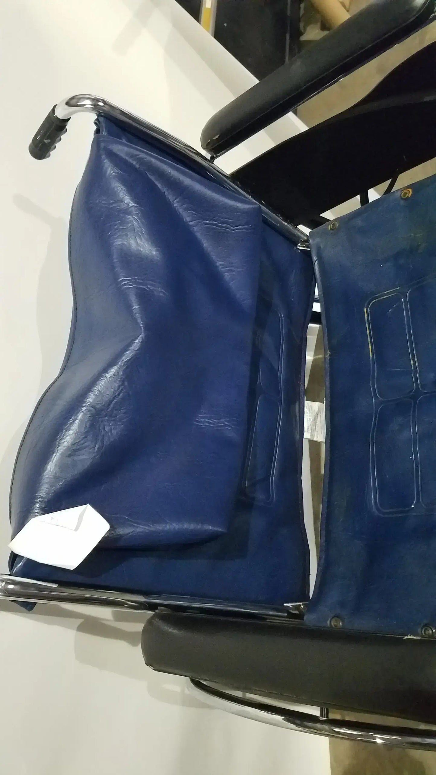 Manual Folding Wheelchair - Heavy Duty Blue Seat Mobility Aid