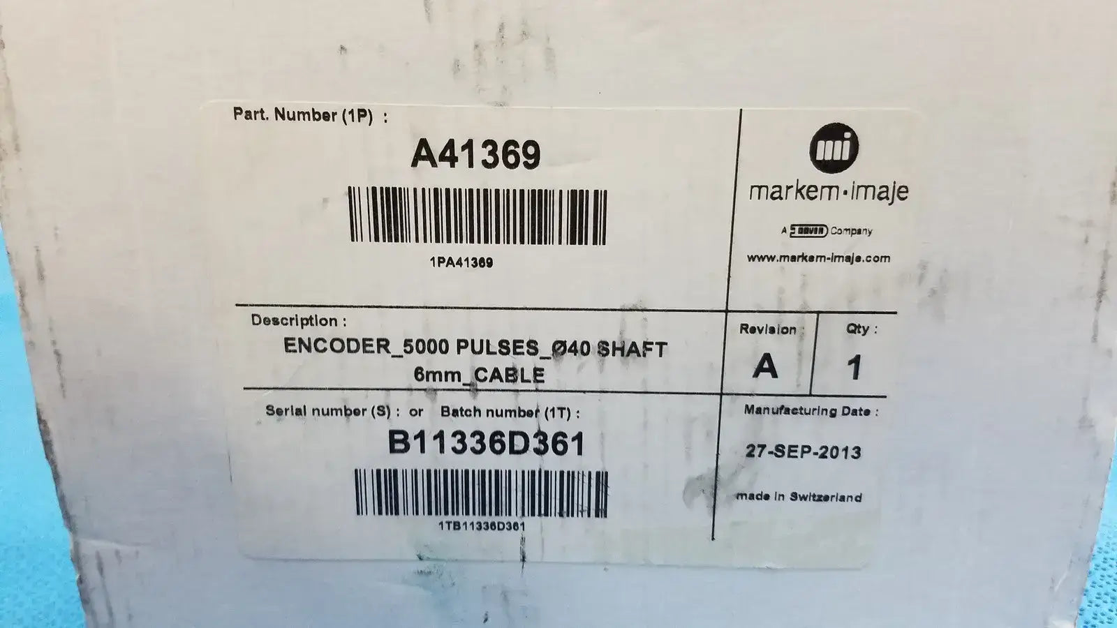 Markem-Imaje A41369 Encoder 5000 Pulses_Ø40 Shaft 6mm_Cable
