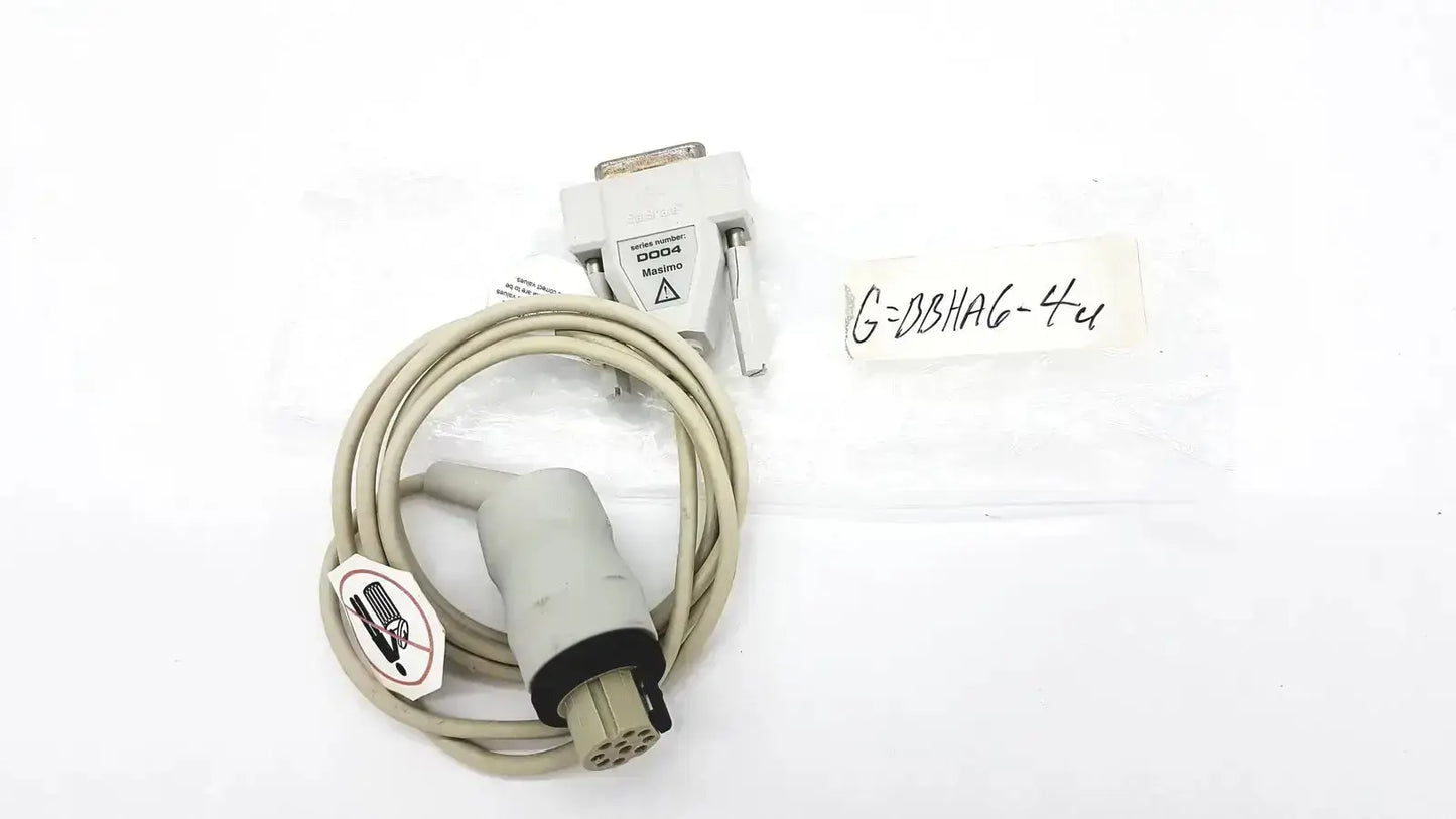 Beige masimo d006 satshare interface cable with d-sub connector and multi-pin plug labeled g=dsha6-4u