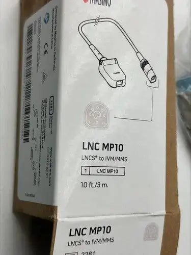 Lnc mp10 adapter cable in white and black with compact design for masimo oem connecting to philips intellivue spo2 systems