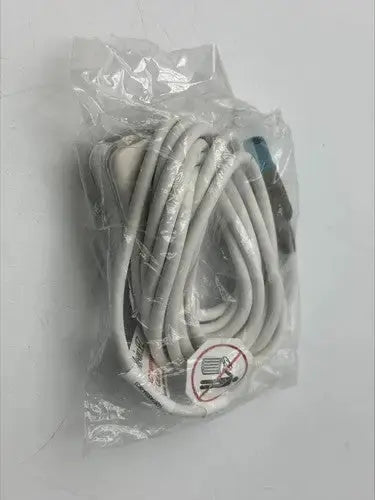 A coiled white Masimo OEM 2281 LN MP10 to Philips IntelliVue SpO2 cable packaged in clear plastic with warning label