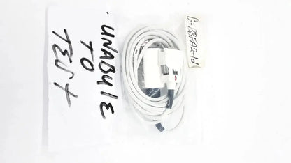 White coiled usb-c to lightning cable adapter with white connector and black tip for masimo ps-10153d device