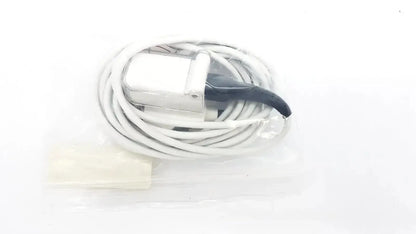 White coiled cable adapter with silver rectangular connector and black clip for masimo ps-10153d ps-10153d use