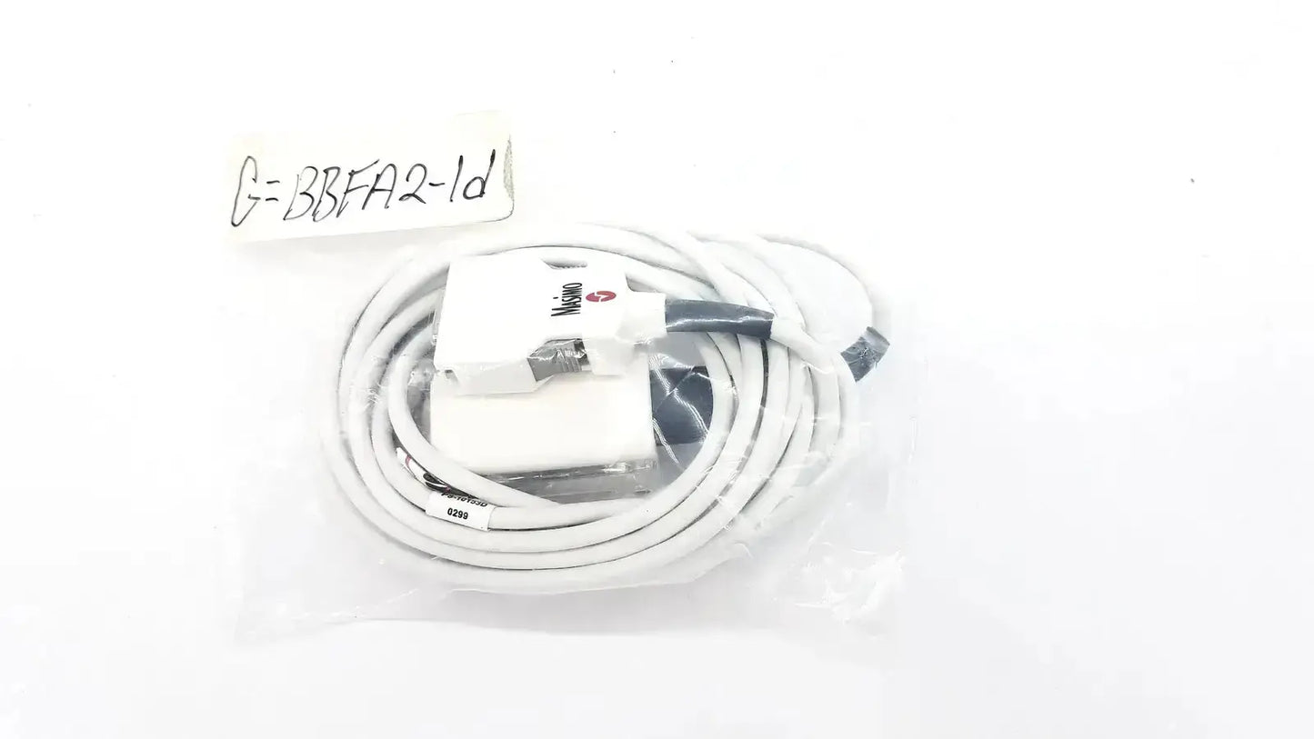 White nikon cable adapter coiled and packaged with label showing masimo ps-10153d model number for ps-10153d use