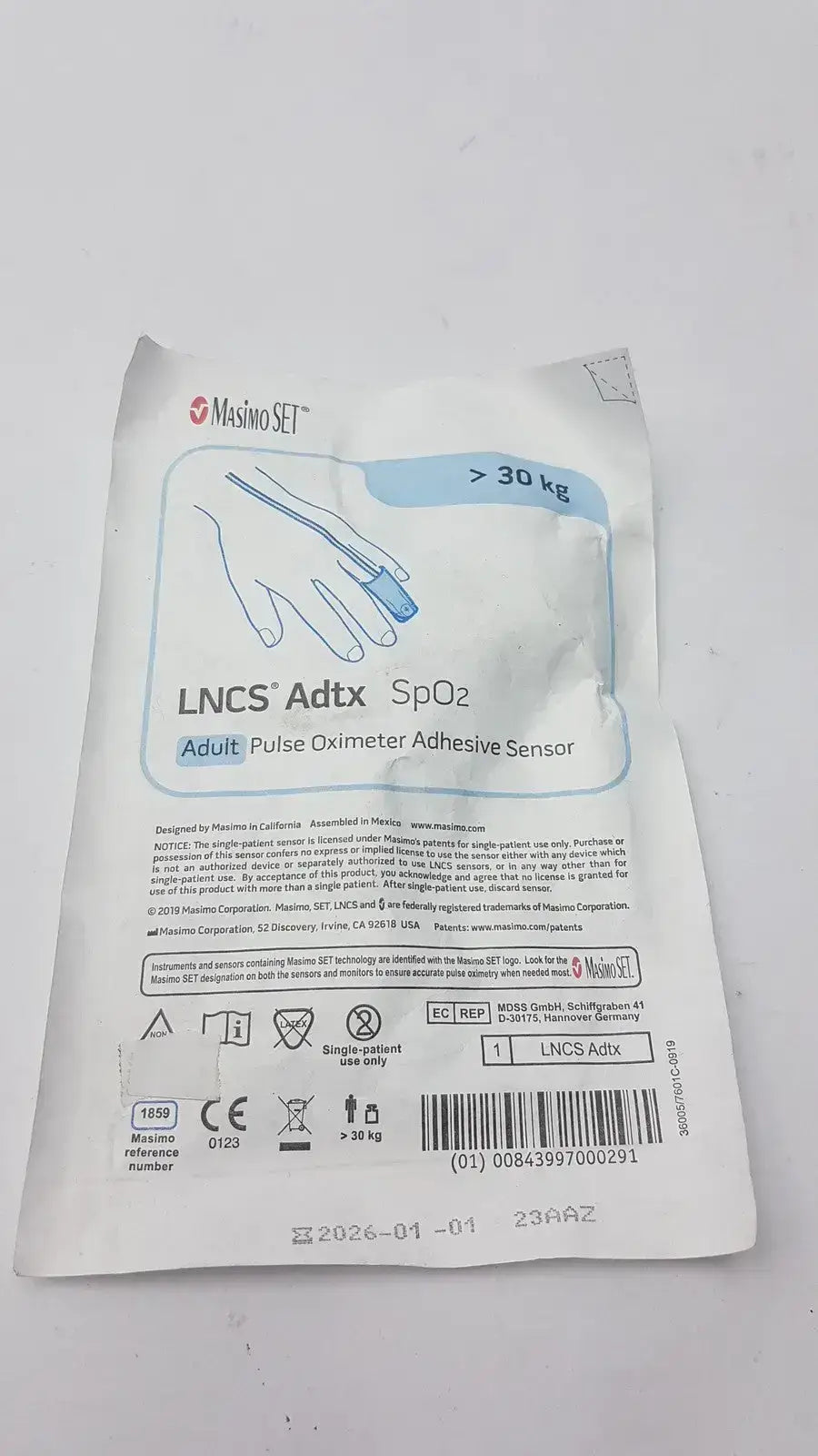 Masimo Set 1859 LNCS ADTX Adult Spo2 Adhesiive Sensor Oximeter- 30 Kg - Disposable SpO2