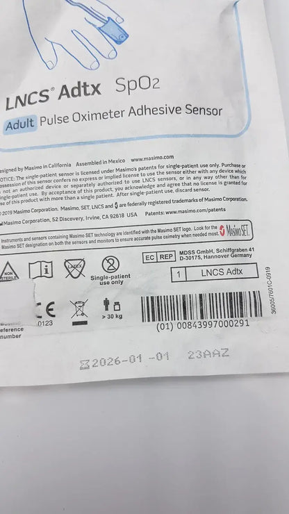 Masimo SET LNCS Adtx Adult Pulse Oximeter Adhesive Sensor