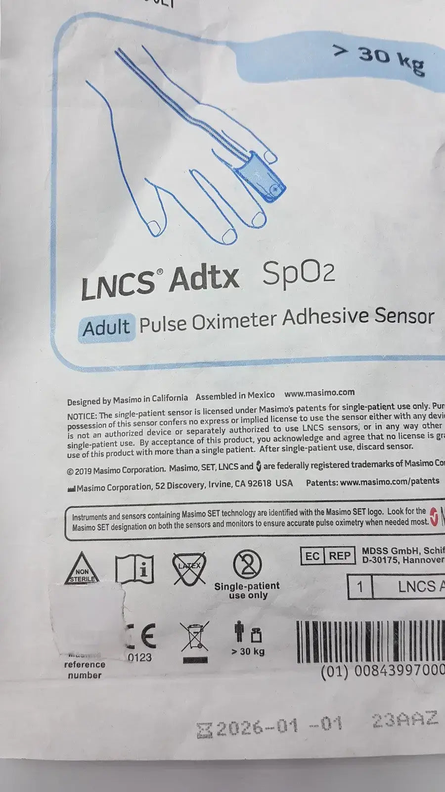Masimo SET LNCS Adtx Adult Pulse Oximeter Adhesive Sensor