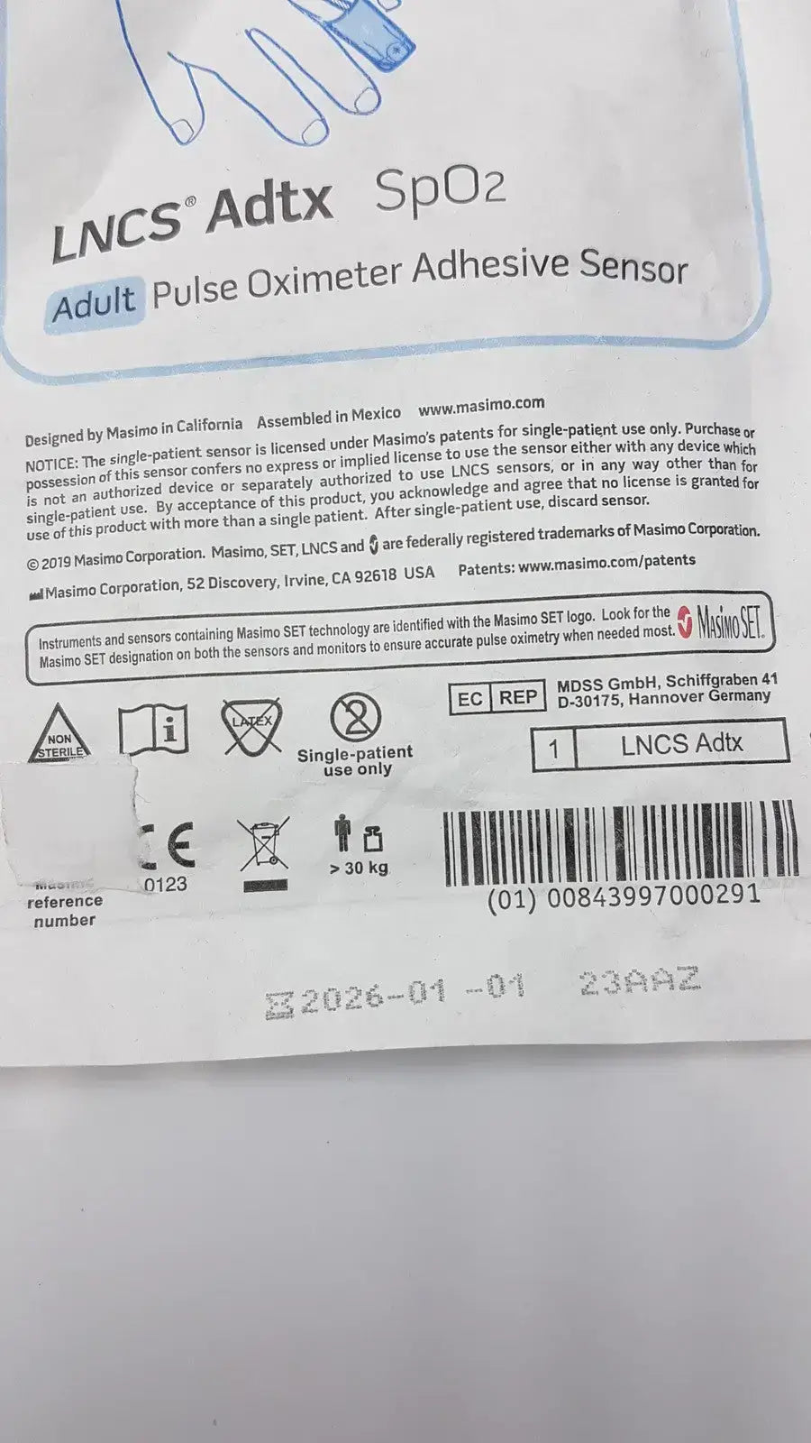 Masimo SET LNCS Adtx Adult Pulse Oximeter Adhesive Sensor