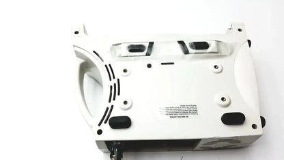 White plastic masimo set signal extraction pulse oximeter with black rubber feet and ventilation slots on the back side