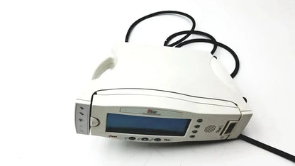 White masimo signal extraction pulse oximeter with blue screen and black cables for accurate pulse oximetry monitoring