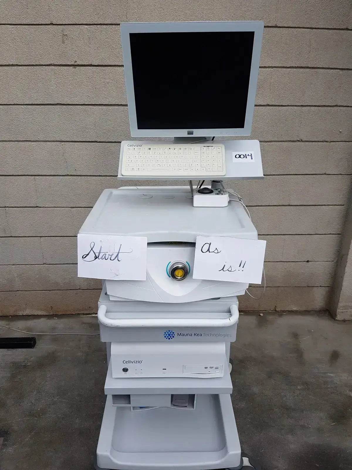 White mauna kea technologies cellvizio f-400 v2 manometry system with monitor and keyboard for medical imaging use
