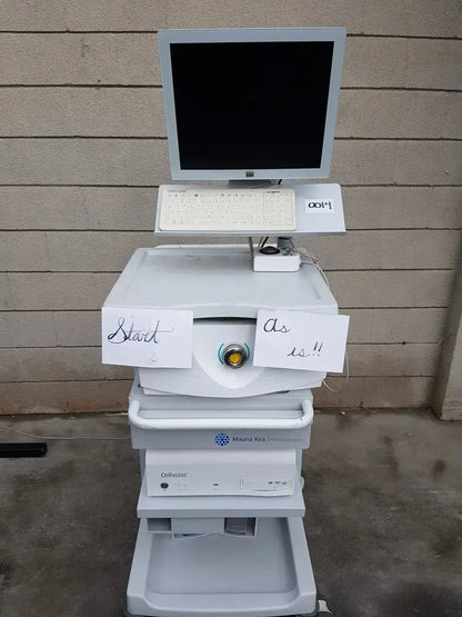 White mauna kea technologies cellvizio f-400 v2 manometry system with monitor and keyboard for medical imaging use