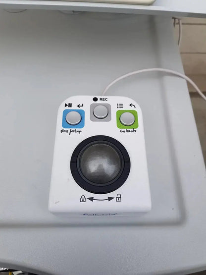 White cellular tech trackball mouse with blue and green play fast up and go back buttons for mauna kea technologies cellvizio f-400 v2 manometry system