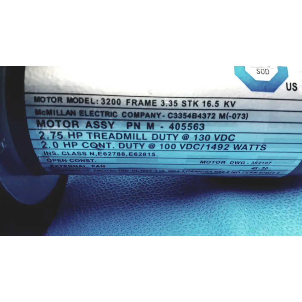 McMillan Electric DWG-362187 Motor 16.5 KV - DC Treadmill