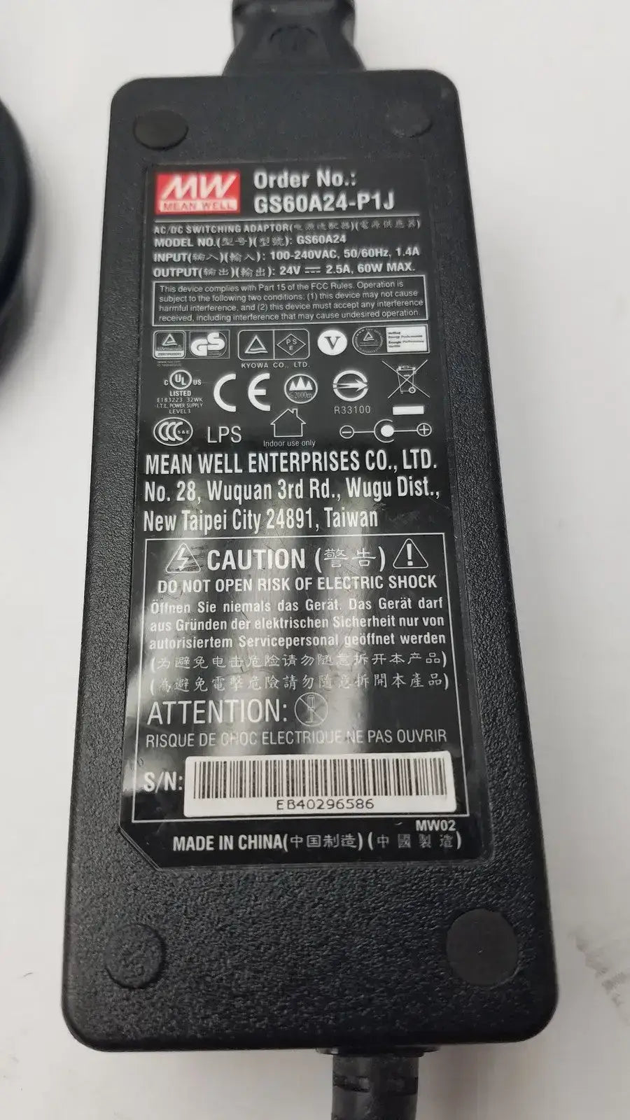 MEAN WELL GS60A24-P1J Power Supply Adapter - AC/DC