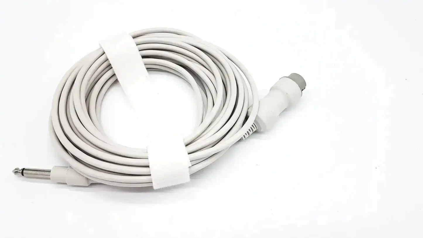 White coiled reusable bare copper wire with 6.35mm male plug for Mindray IBP cable medical use