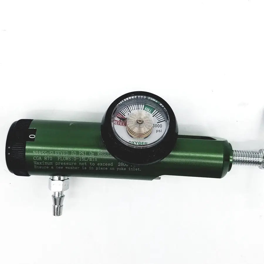 Medline Brass-Sleeved 50 PSI O2 Regulator CGA 870 Flows 0-15L/min - Oxygen