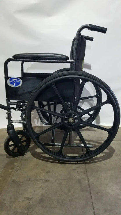 Medline Folding Manual Wheelchair - Lightweight Black Padded Comfort Seat