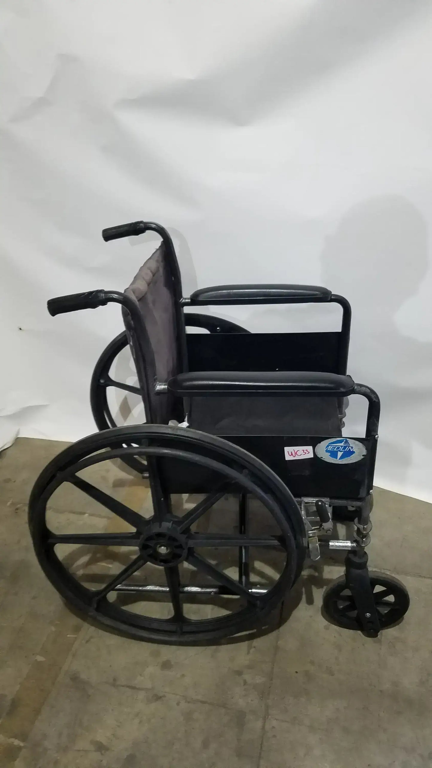 Medline Folding Manual Wheelchair - Lightweight Black Padded Comfort Seat