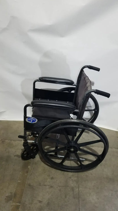Medline Folding Manual Wheelchair - Lightweight Black Padded Comfort Seat
