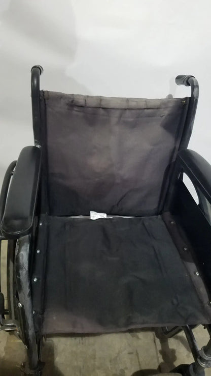 Medline Folding Manual Wheelchair - Lightweight Black Padded Comfort Seat