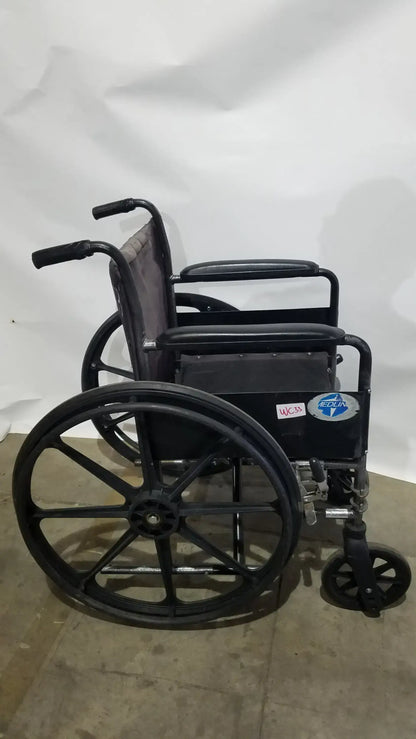 Medline Folding Manual Wheelchair - Lightweight Black Padded Comfort Seat