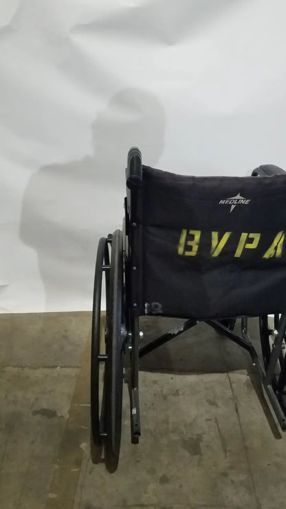 Medline Folding Manual Wheelchair - Lightweight Black Padded Comfort Seat