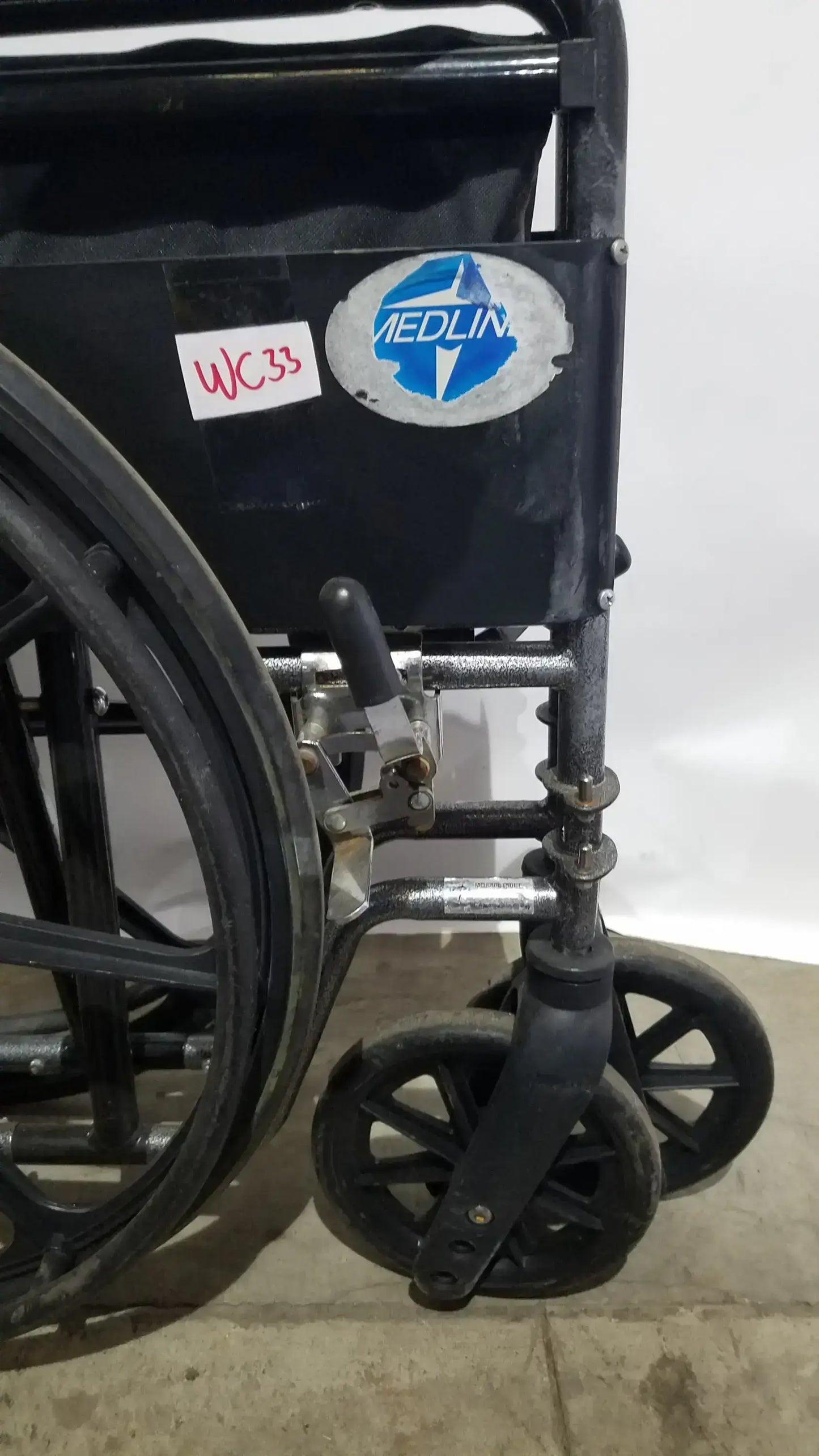 Medline Folding Manual Wheelchair - Lightweight Black Padded Comfort Seat