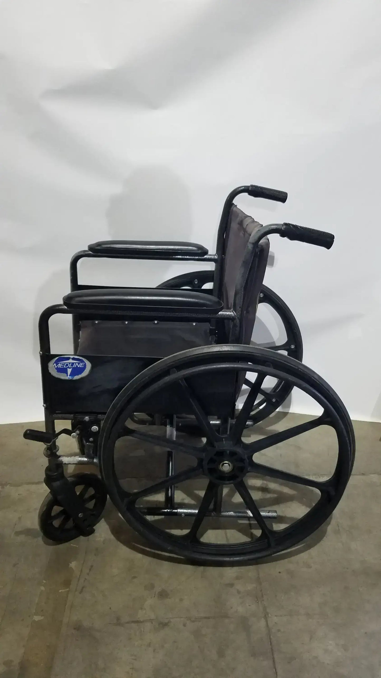 Medline Folding Manual Wheelchair - Lightweight Black Padded Comfort Seat