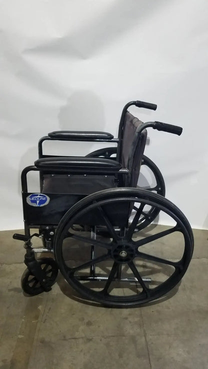 Medline Folding Manual Wheelchair - Lightweight Black Padded Comfort Seat