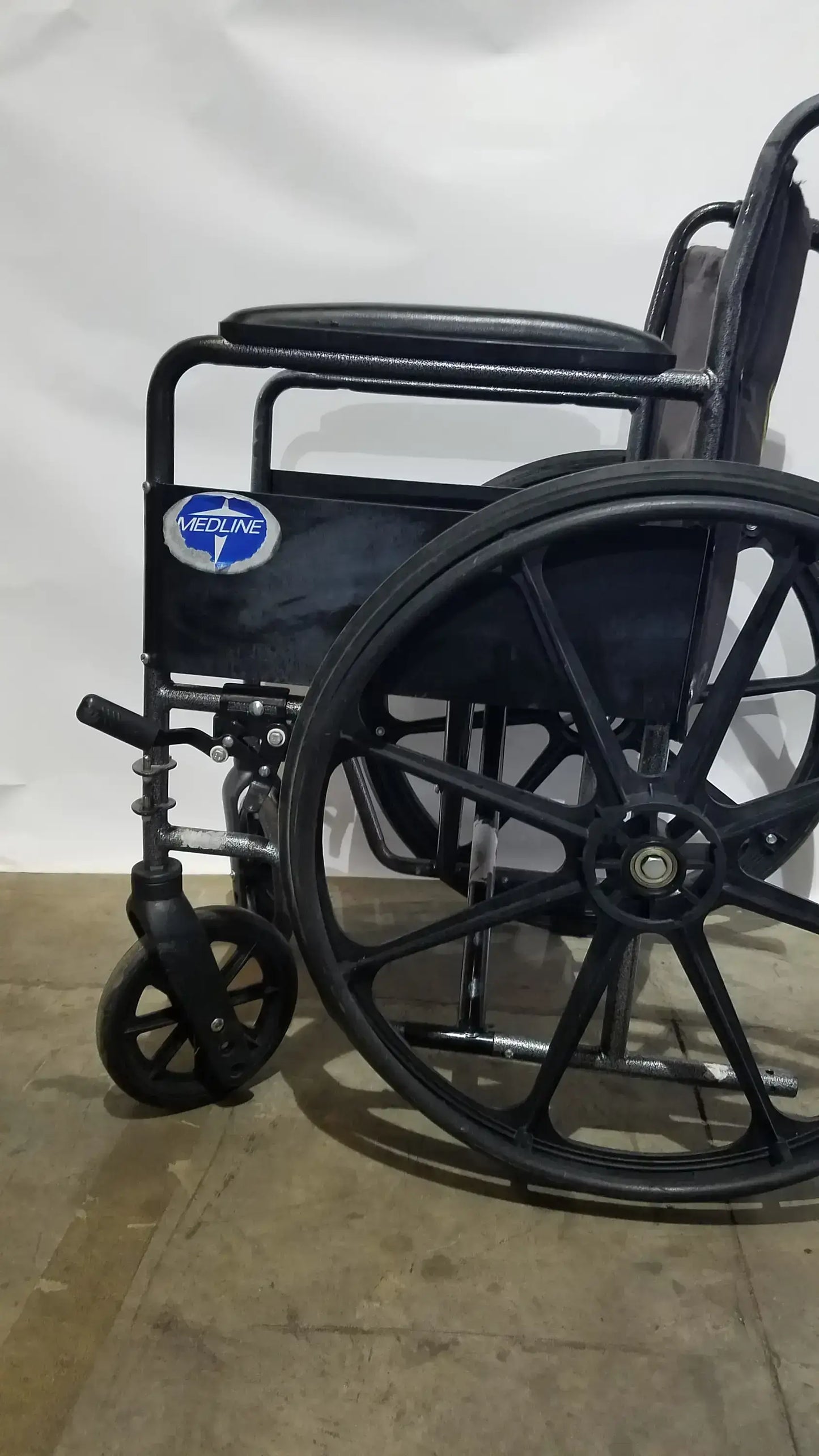 Medline Folding Manual Wheelchair - Lightweight Black Padded Comfort Seat