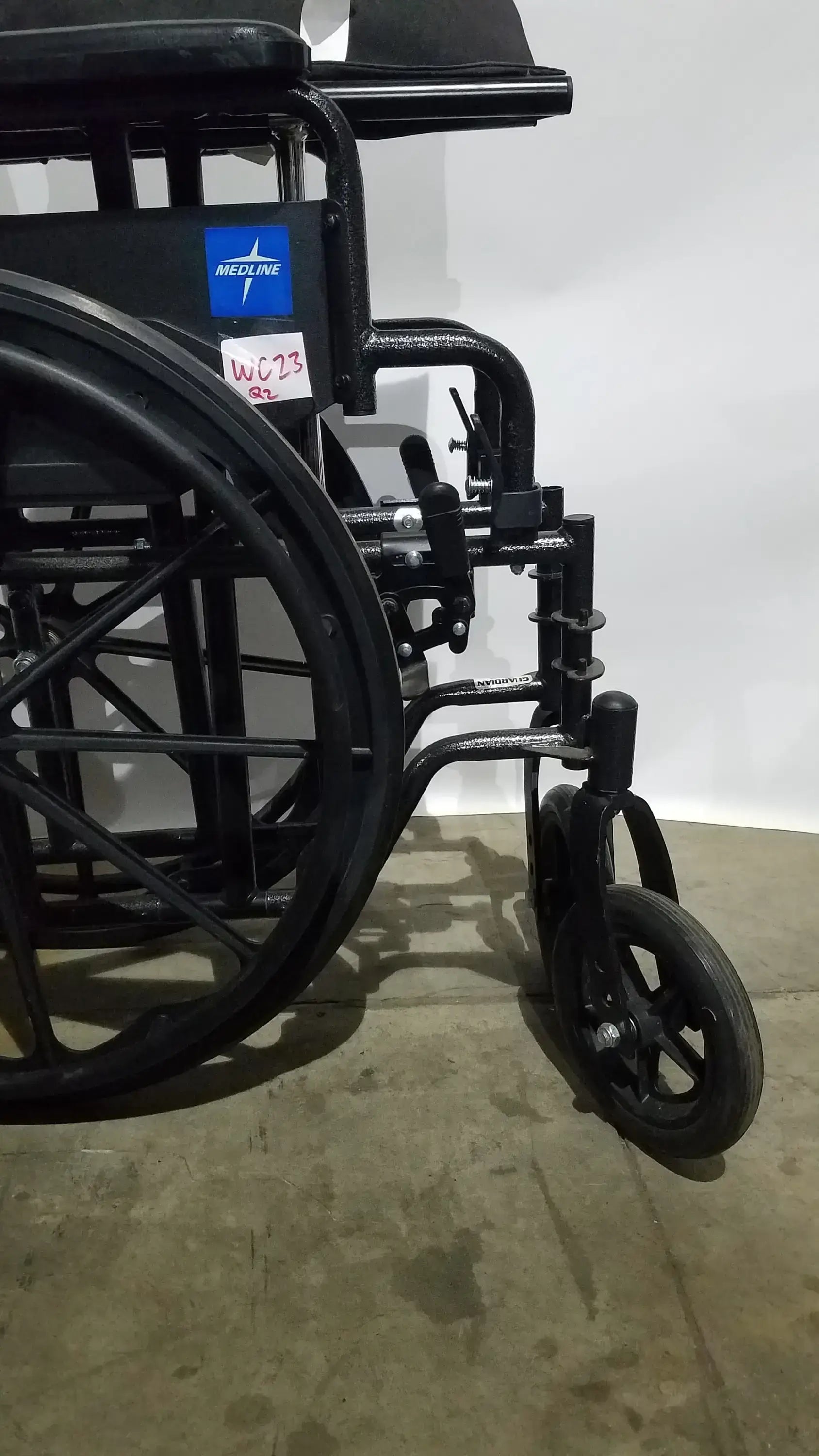 Medline Guardian Standard Manual Wheelchair with Padded Arms and Durable Folding Frame