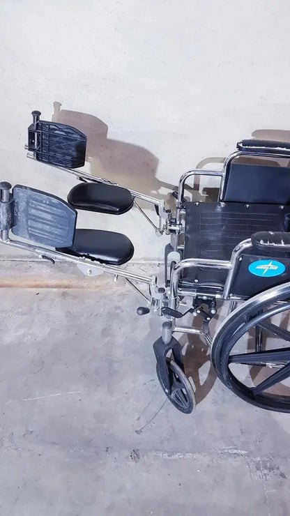 Black and silver medline k1206n22e manual wheelchair with adjustable footrests padded seat and backrest for adult use