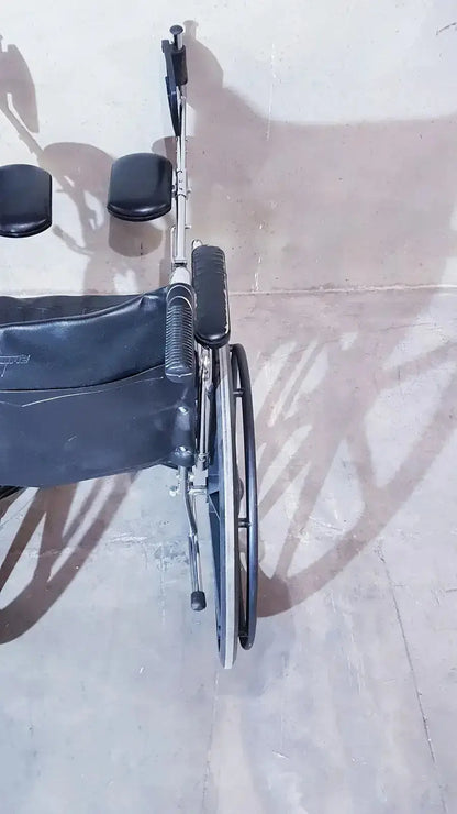 Black leather medline k1206n22e manual wheelchair with chrome frame and adjustable footrests for adult use