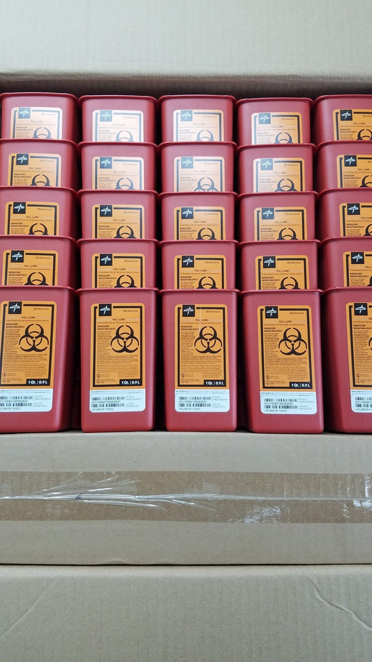 Medline MDS805110 Phlebotomy Sharps Container Red