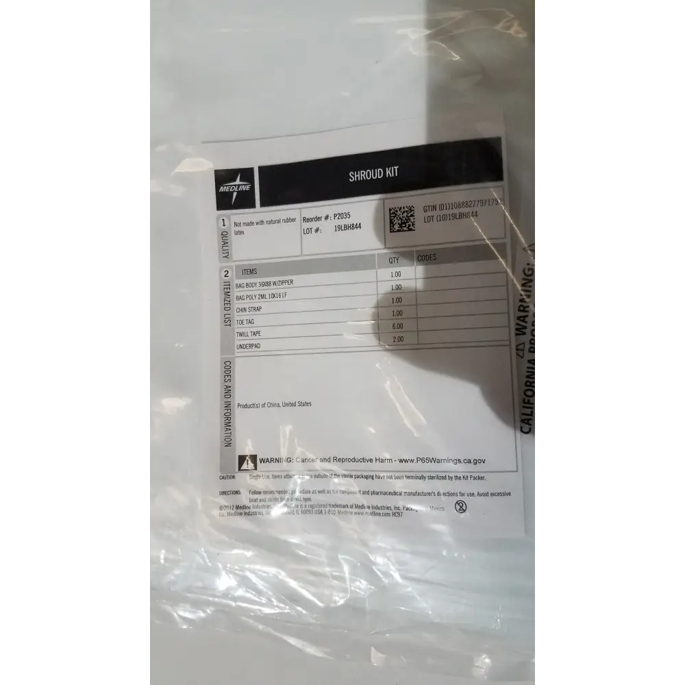 MEDLINE Post Mortem Body Bag White - Heavy Duty Disposable