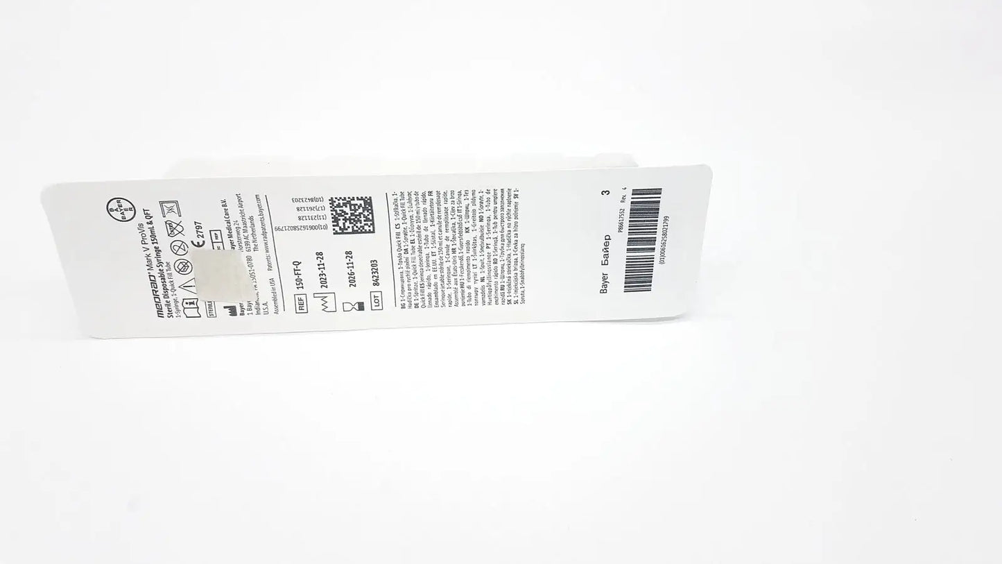 Medrad Mark V ProVis Sterille Disposable Syringe 150mL & Exp. 2026 - Contrast Injector