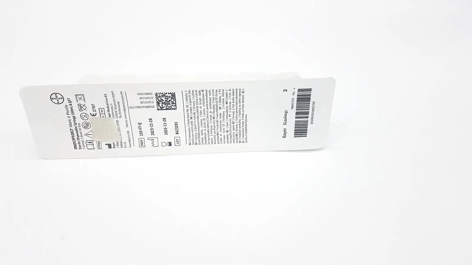 Medrad Mark V ProVis Sterille Disposable Syringe 150mL & Exp. 2026 - Contrast Injector