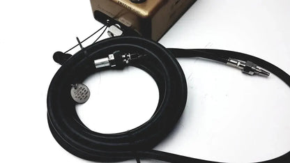 Black coiled cable with metallic connectors and circular metal tag for medtronic midas rex legend gold pneumatic model c6774-12