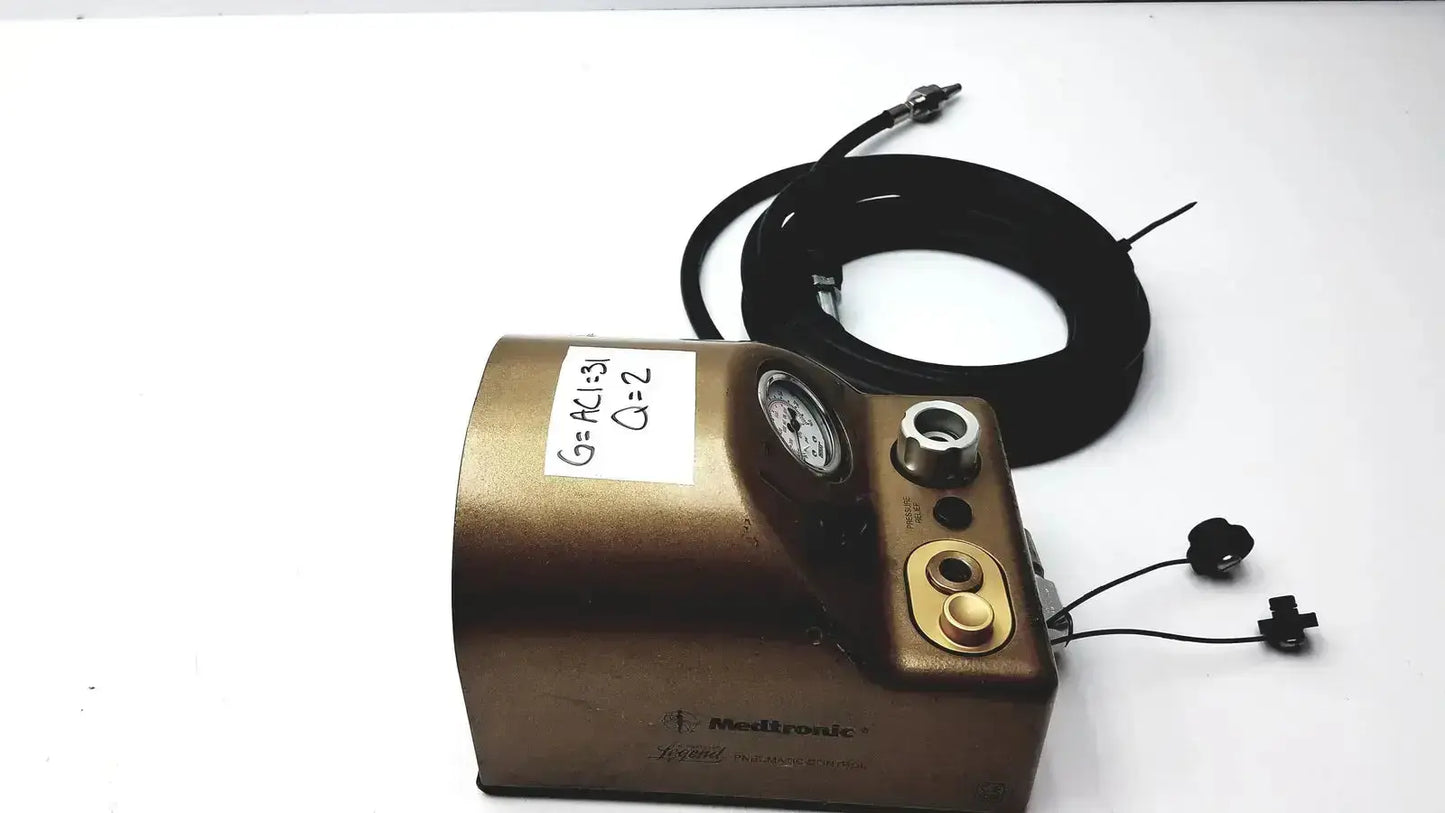 Bronze midas rex legend gold pneumatic hydraulic pump with coiled black hose and connectors for medtronic c6774-12
