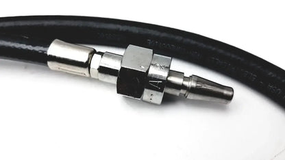 Black rubber-coated air hose with metallic silver quick-connect fitting for midas rex legend gold pneumatic system