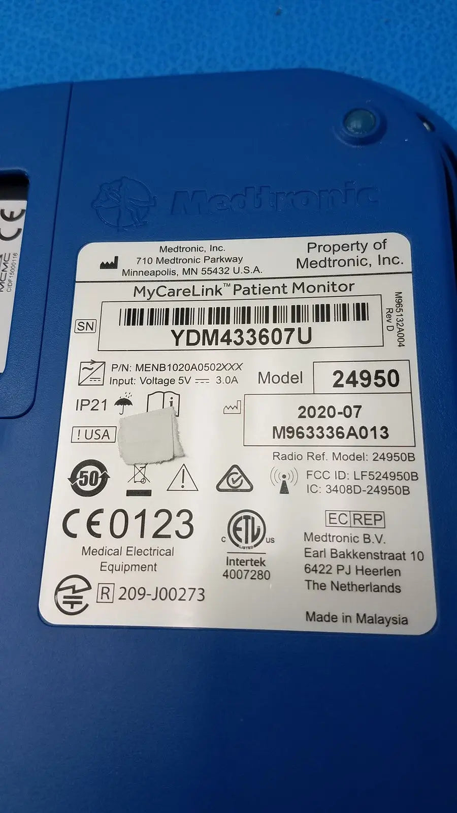 Medtronic MyCareLink Model 24950 Patient Data Transmitter with Remote PA96000